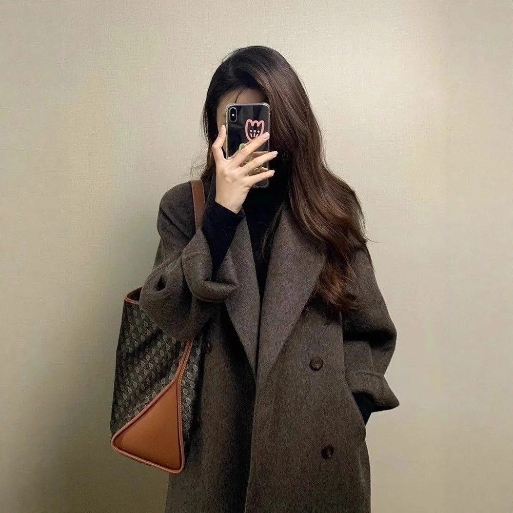 毛呢大衣女秋冬季2025新款高级感加厚外套呢子小个子中长款赫本风