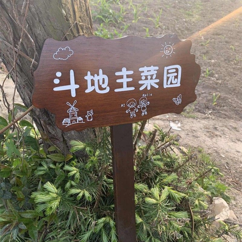 实木植物标签木质插地户外警示牌标识牌幼儿园种植区菜园提示木牌图片