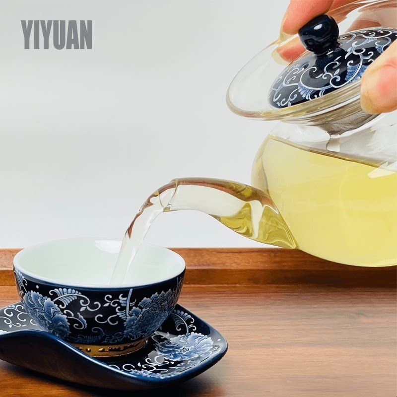 一园茶具手工吹制耐热玻璃陆羽茶海分茶器茶滤一体带盖滤网公道杯图片