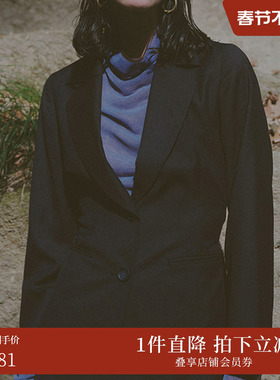 AMERI秋冬款时尚干练复古小众收腰西装西服外套夹克01120640030