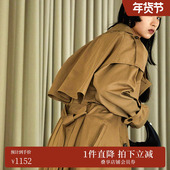 中长款 AMERI 两穿脱卸式 风衣铆钉设计复古感长外套01220760010