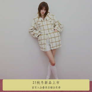 AMERI25冬UND系列格纹拉链中长外套0225207910520 ins博主同款