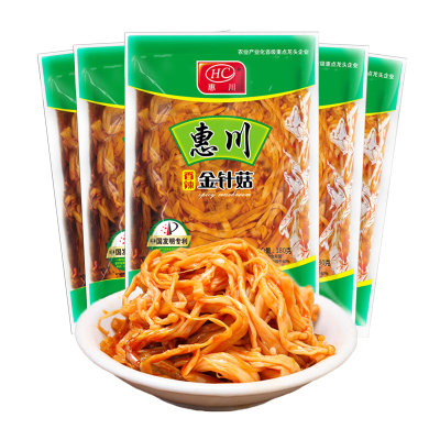 惠川香辣金针菇早餐小菜咸菜红油味麻辣零食小吃下饭菜180g*5袋装