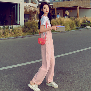 现货 粉色背带裤水洗棉布1026-P95-K158,女装休闲裤,HH服饰