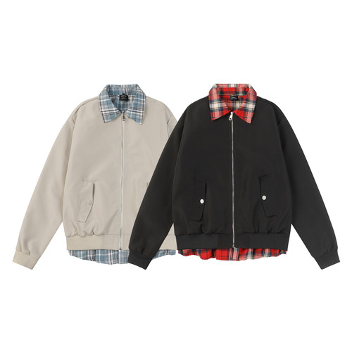 AU8OFCLUB 美式复古Cleanfit假俩件法兰绒衬衫ma1翻领夹克男女ins