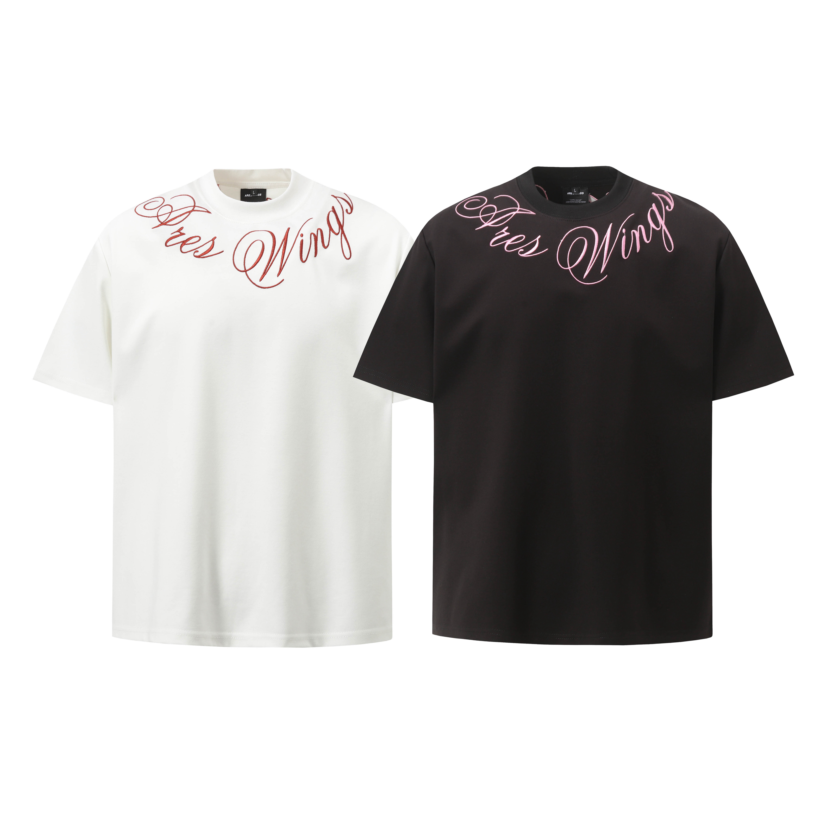 AU8OFCLUB美式街头花体字母刺绣T恤男女cleanfit百搭休闲简约短袖