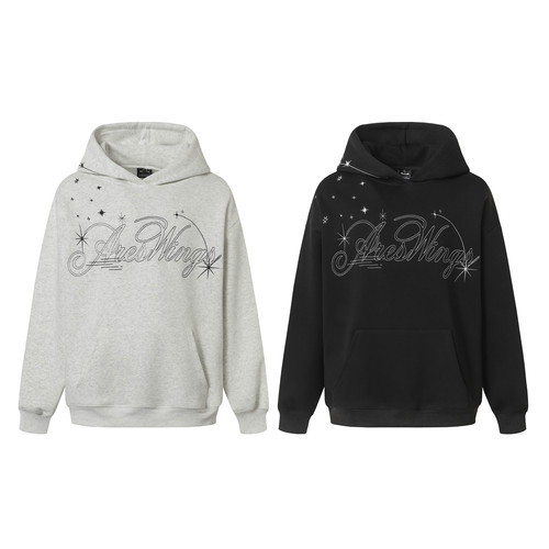 AU8OFCLUB 星星刺绣重磅卫衣男女情侣潮牌百搭连帽衫美式复古外套