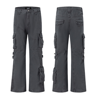 AU8OFCLUB 美式复古重磅设计感多口袋工装裤男女街头vibe宽松裤子