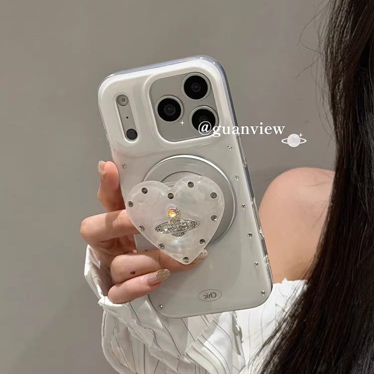 guanview ins气质贝壳纹爱心水钻星球磁吸支架适用iphone17promax苹果16pro手机壳15/14全包硅胶13少女防摔套,3C数码配件,手机保护套/壳,淘宝优惠券,粉丝福利购,淘宝优惠卷