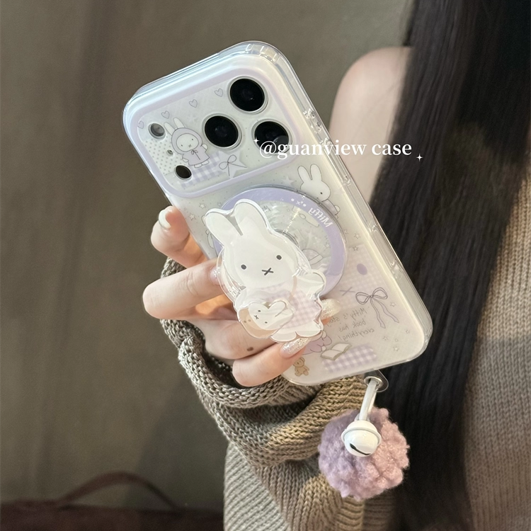 ins磨砂紫色看书米菲兔手机壳