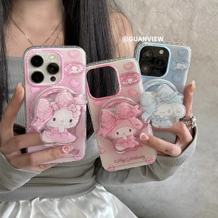 超甜公主波点蝴蝶结kitty磁吸壳