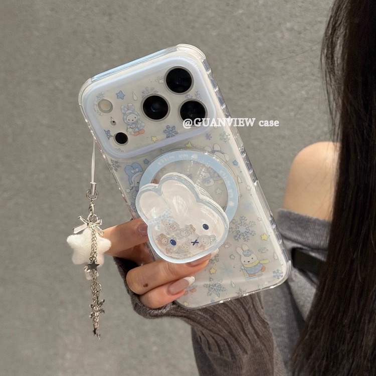 ins可爱雪花米菲兔摇摇乐磁吸壳