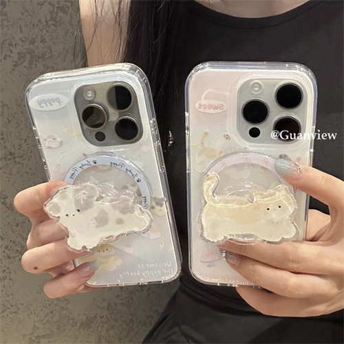 萌宠油画猫咪小狗磁吸手机壳