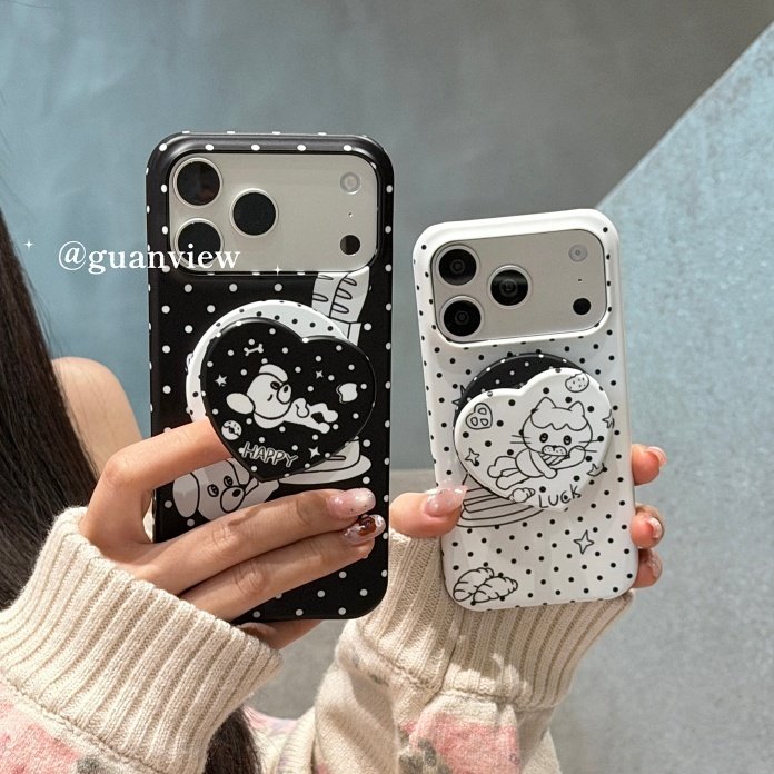 guanview 韩风波点线条猫咪小狗蛋糕适用苹果17promax菲林半包硬壳iphone16pro手机壳15新款17磁吸支架防摔套,3C数码配件,手机保护套/壳,淘宝优惠券,粉丝福利购,淘宝优惠卷