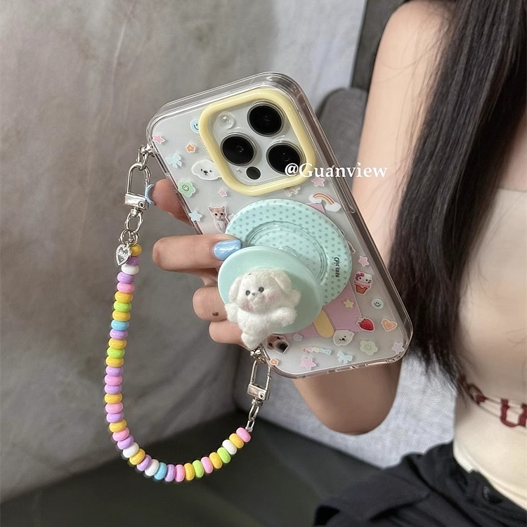圆嘟嘟立体小狗磁吸支架手机壳