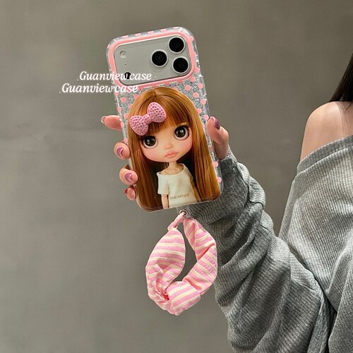 立体闪钻蝴蝶结芭比女孩手机壳