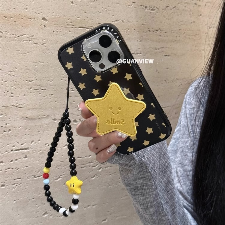 小众简约满屏星星笑脸支架手机壳