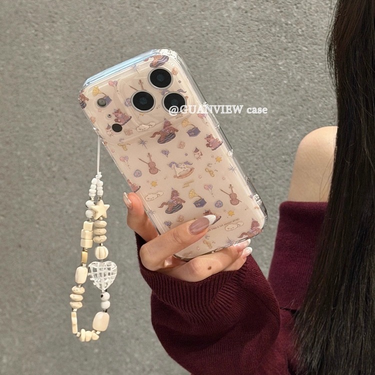 可爱音乐小提琴木马链条手机壳