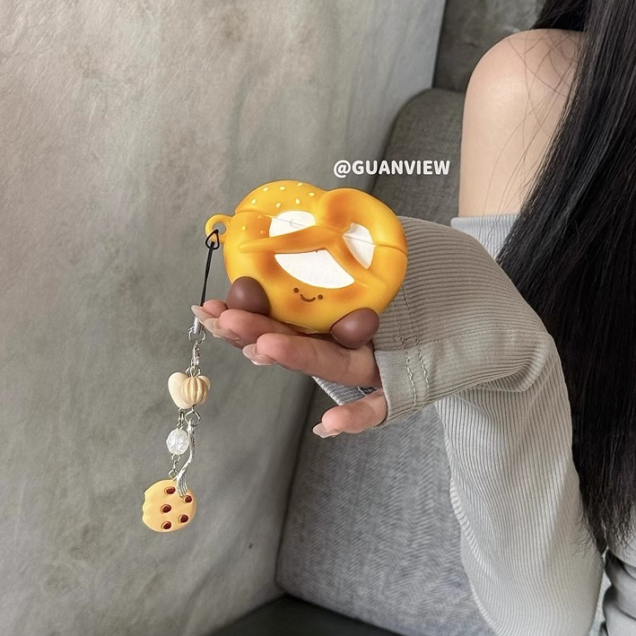 热巴同款立体碱水结面包耳机壳