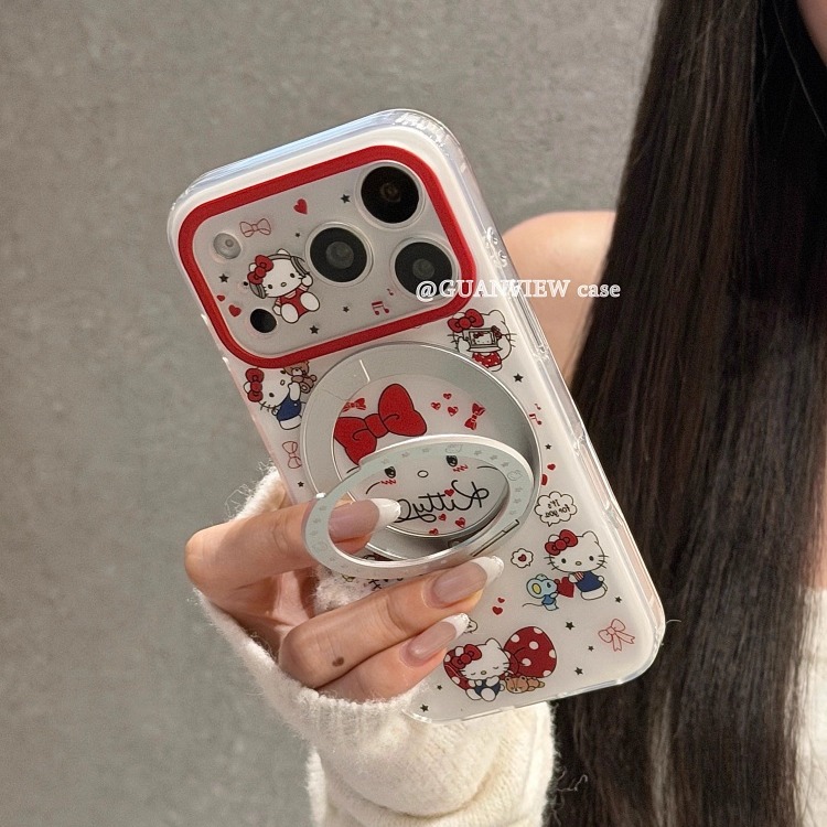 可爱涂鸦红爱心凯蒂猫支点手机壳