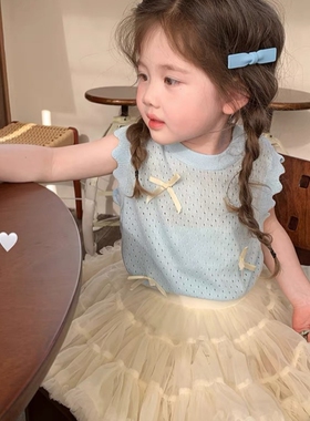 女童夏季甜美可爱套装女宝宝韩版公主半身tutu裙中小童蝴蝶结上衣