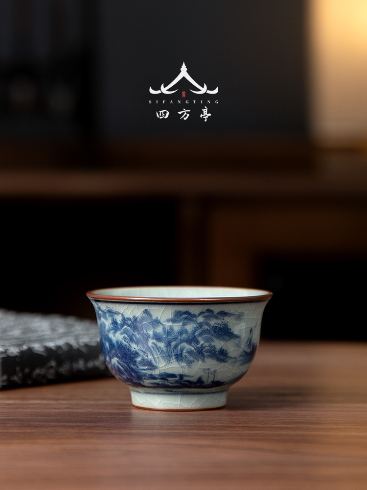 中国覆古大师杯景观个人陶瓷青花瓷茶具家用茶杯景德镇茶杯