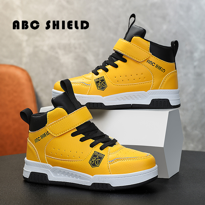 ABC SHIELD男女童断码处理高帮运动休闲鞋儿童秋冬款皮面防水板鞋