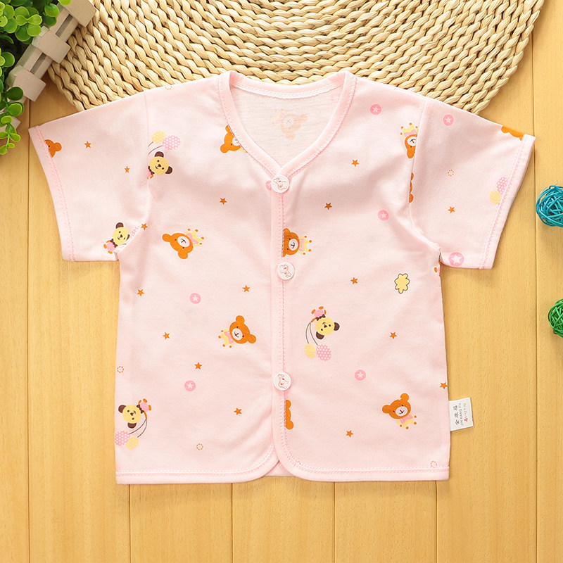 남성과 여성의  를위한  여름 얇은 옷 순수 코튼 반팔 카디건 여름상의 0-3-6-12 개월