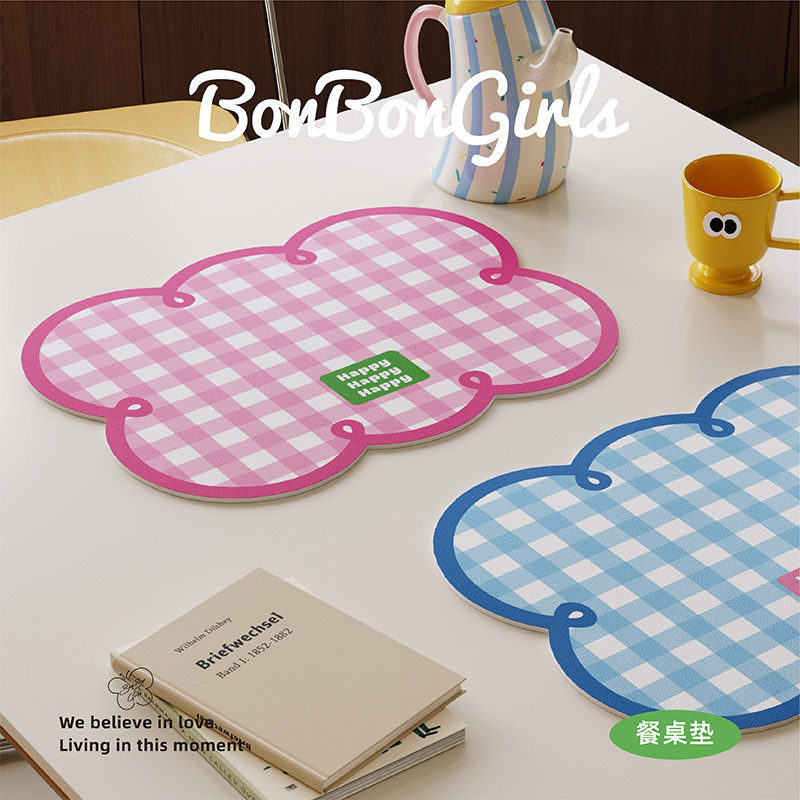 马卡龙格子韩式皮革餐垫防水防油免洗杯垫家用餐桌碗盘隔热保护垫,居家布艺,餐垫,淘宝优惠券,粉丝福利购,淘宝优惠卷
