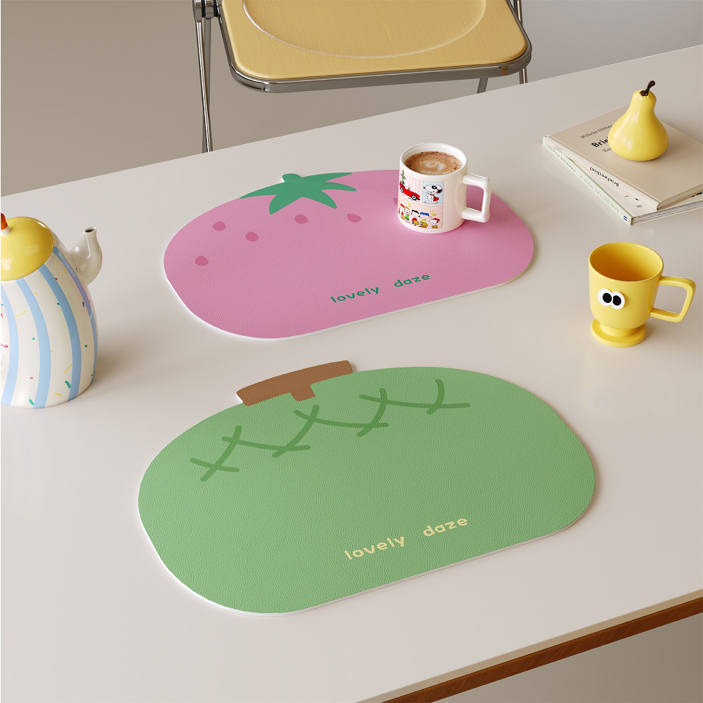 ins风草莓蜜瓜西餐垫皮革防水防油免洗茶几桌面保护杯盘垫隔热垫,居家布艺,餐垫,淘宝优惠券,粉丝福利购,淘宝优惠卷