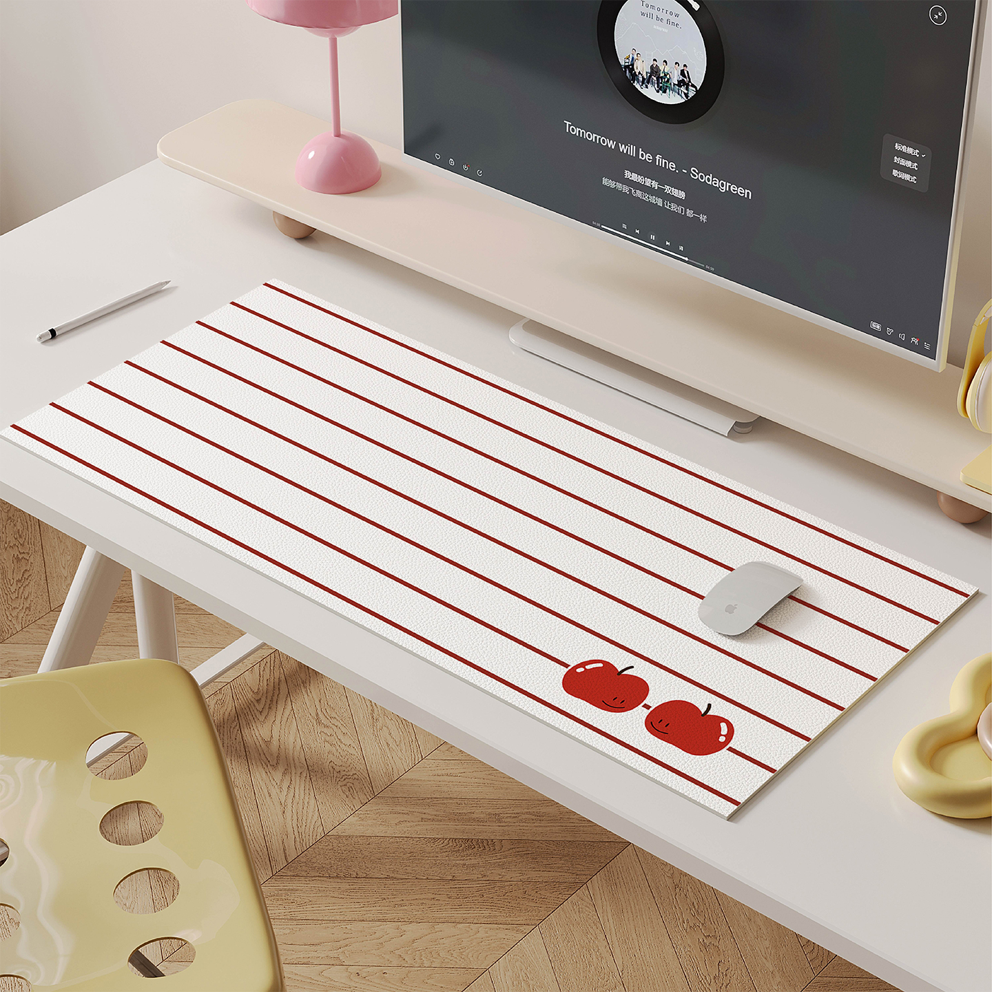 韩式简约条纹超大防水防油鼠标垫
