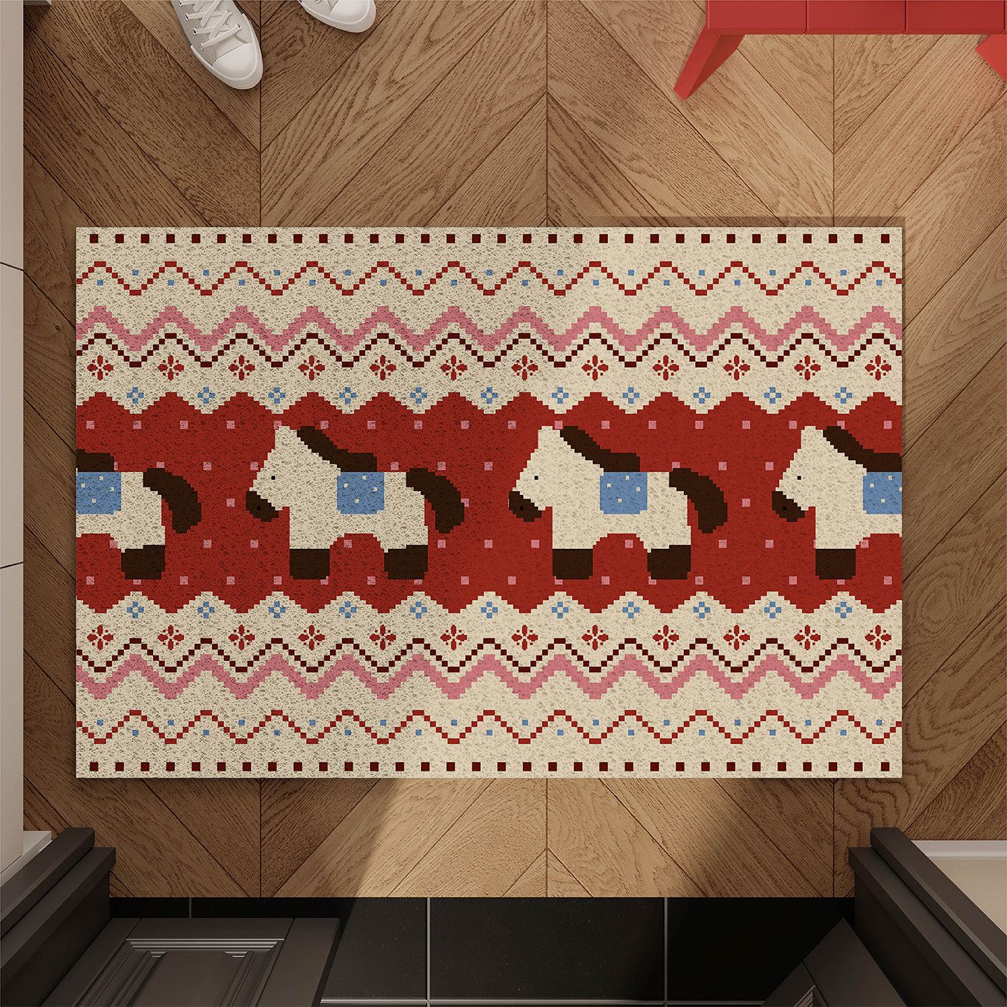 费尔岛小马新年入户地垫丝圈防滑耐脏门口玄关进门脚垫可自由裁剪,居家布艺,入户地垫,淘宝优惠券,粉丝福利购,淘宝优惠卷