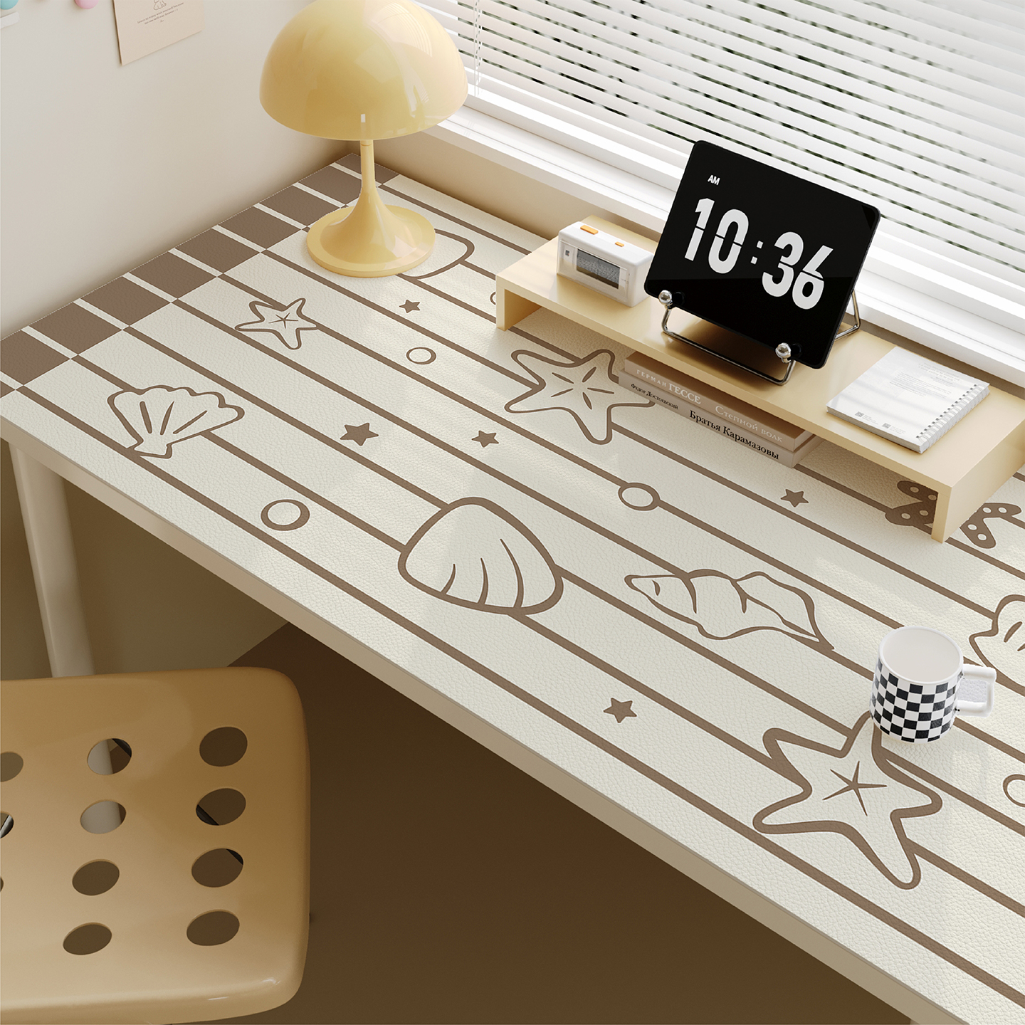 复古条纹皮革书桌垫防水防油桌布