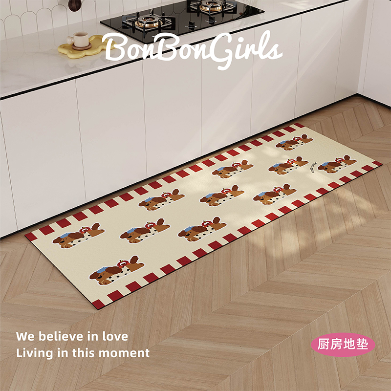 喜庆腊肠狗厨房地垫吸水可定制
