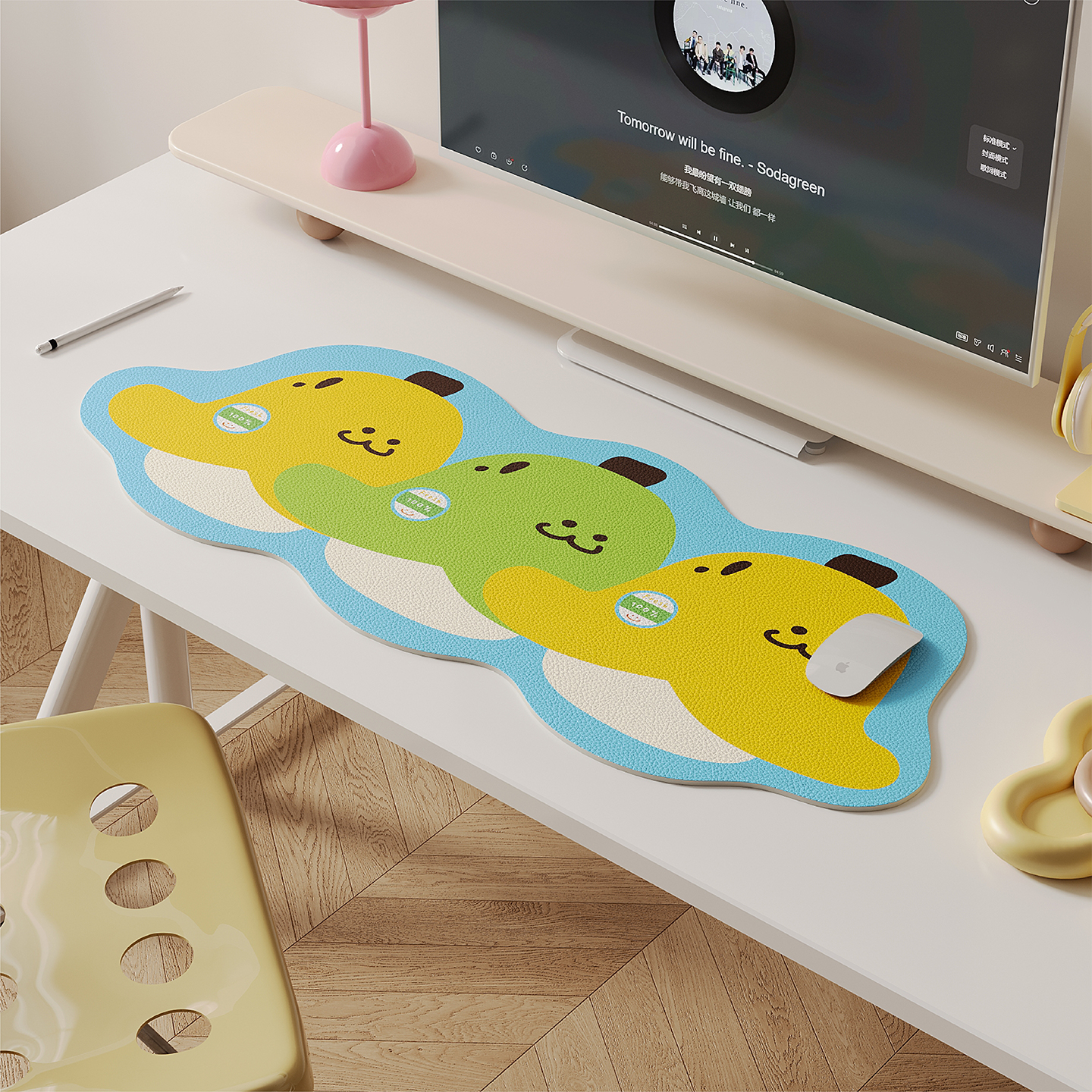 韩式卡通书桌垫防水防油免洗桌布