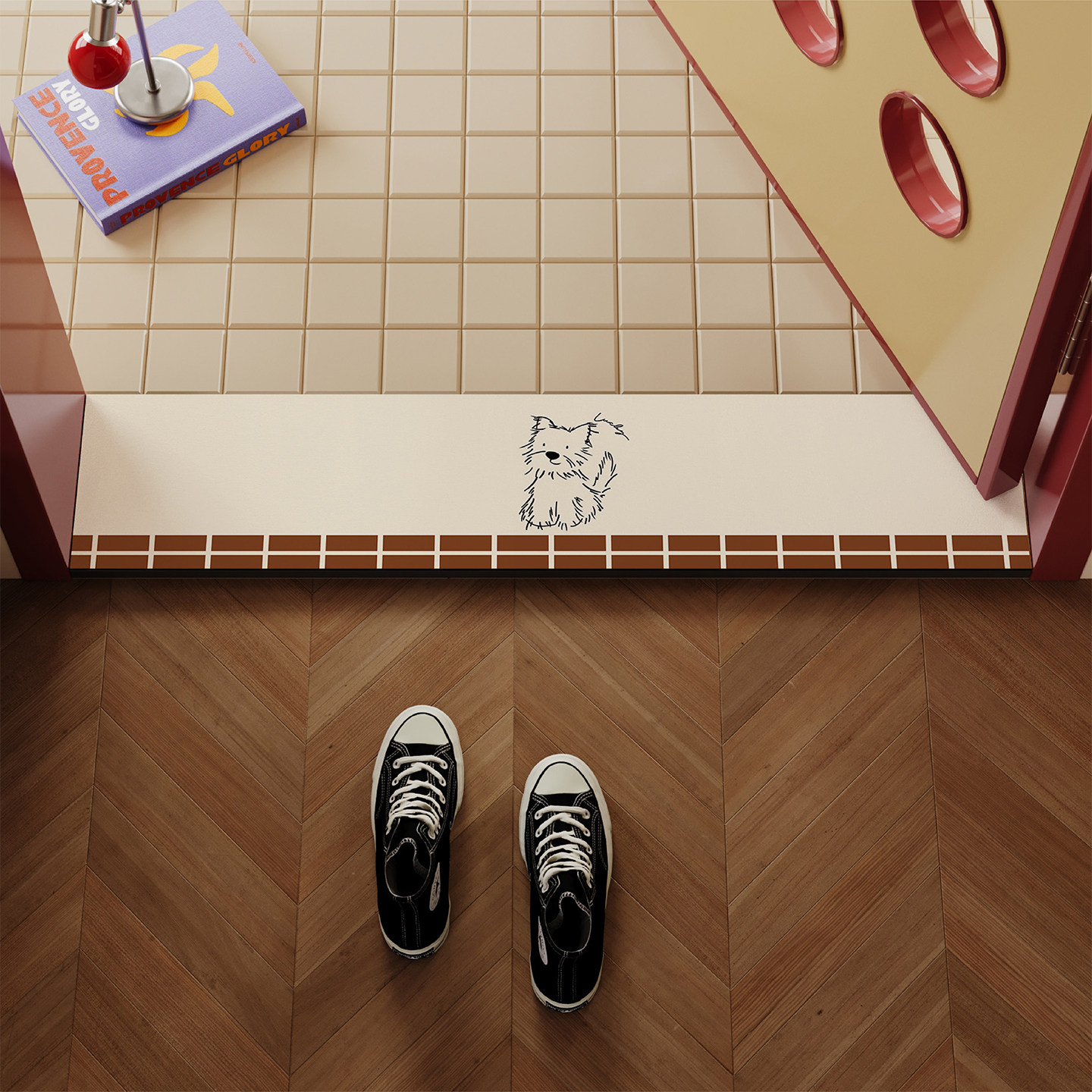 复古卡通小狗门槛石地垫入户门浴室门口长条脚垫卫生间吸水防滑垫,居家布艺,家用脚垫,淘宝优惠券,粉丝福利购,淘宝优惠卷