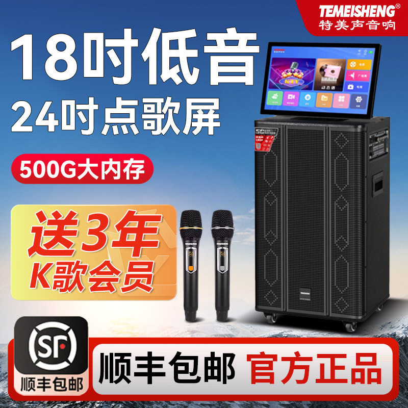 特美声TMS5广场舞音响带显示屏移动户外k歌音箱舞台演出内置声卡
