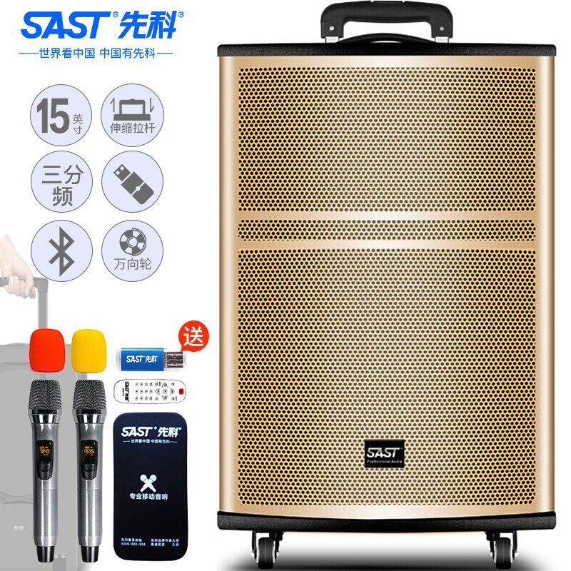 先科（SAST）ST-1509 移动拉杆户外音响 大功率蓝牙广场舞音箱 便