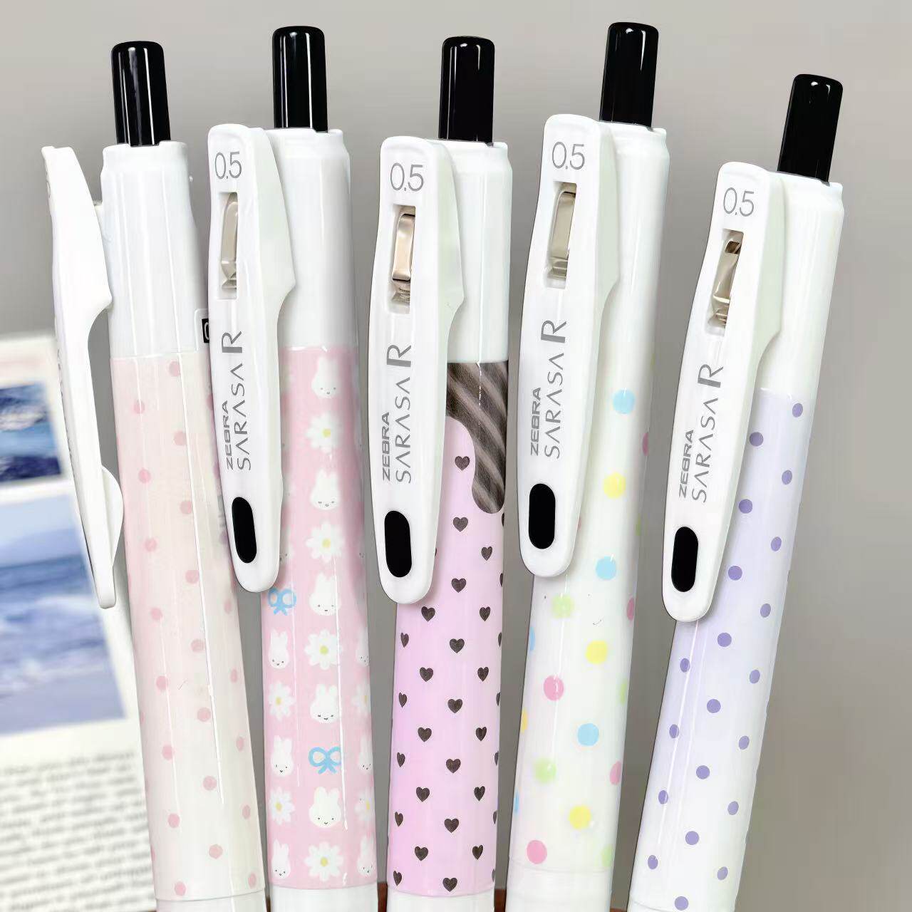 日本ZEBRA斑马笔JJ29薄巧绿粉色波点限定中性笔少女心高颜值黑笔