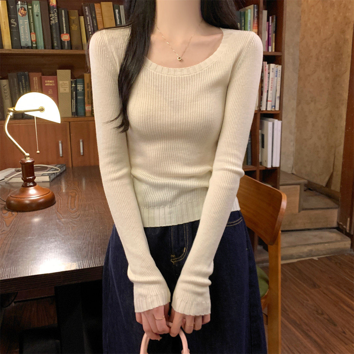 设计感显瘦2025新款早春针织打底衫女装春秋毛衣内搭长袖小衫上衣