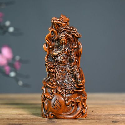 黄杨木仿古雕刻关公摆件 木质工艺品古玩文玩杂项 收藏送礼