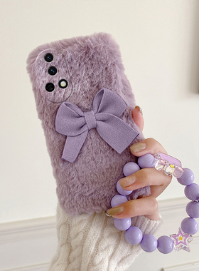 紫色蝴蝶结适用华为nova13pro手机壳nove13ultra立体12日韩por挂链十二毛绒绒十三秋冬huawei硅胶毛茸茸手提p