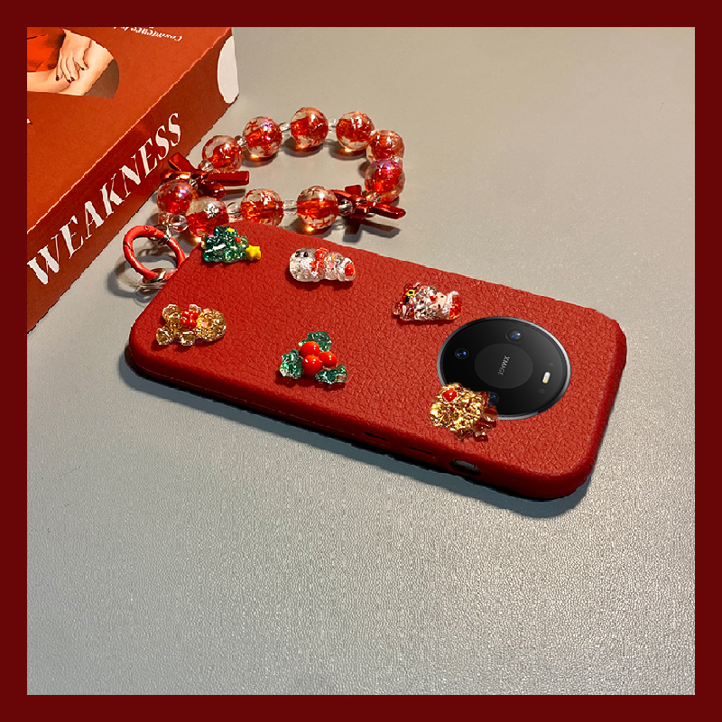 圣诞老人姜饼人适用华为mate80promax手机壳mete70pro+麋鹿m60挂链50e可爱40皮纹30epor仿皮十卡通huawei红色