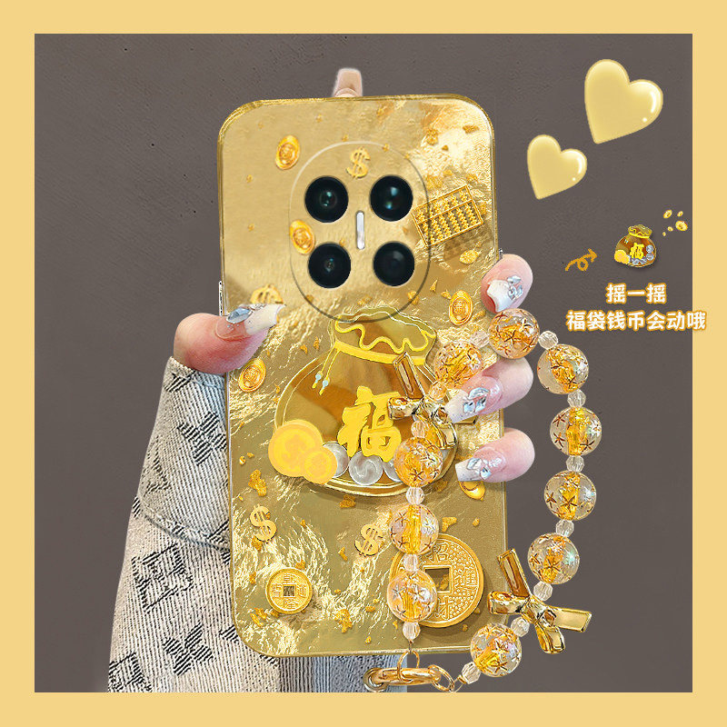 手机壳硅胶冰川纹新年金箔2026立