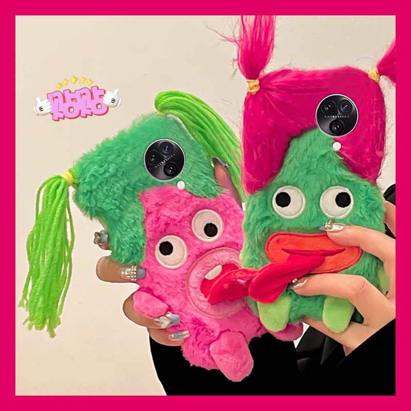 毛绒绒毛茸茸恶搞辫子闺蜜手机壳