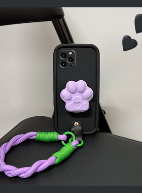 适用vivos18pro手机壳iqooneo9猫爪支架s17t紫色s16e手提s15可爱s12卡通s10硅胶s9软壳s7创意vivo个性vovo女