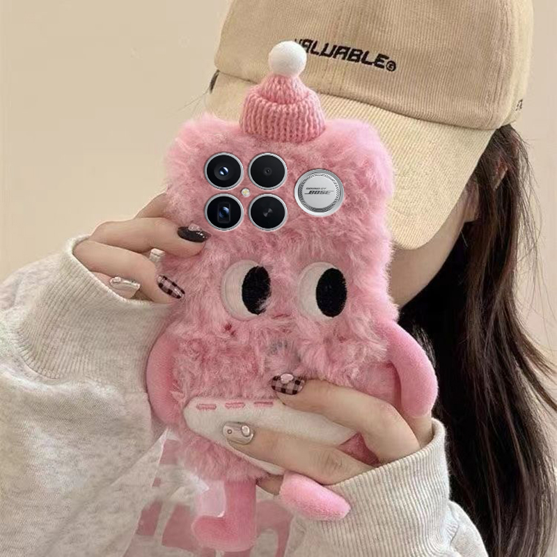 刺绣斜眼裤衩小人适用小米红米k90promax手机壳k80粉色k70pro秋冬k60e至尊版k50毛绒turbo4软3/k40s/k30i/12x