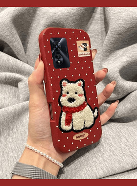 波点刺绣西高地适用oppoa97手机壳a96小狗a93s卡通a92s可爱a72红色a53秋冬a58x皮纹a57仿皮a56软a55/a32/a36