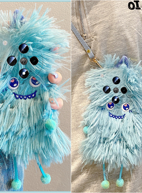 蓝色小怪兽适用oppofindx8手机壳findx8ultra立体fondx7pro可爱por卡通0ppo毛绒绒秋冬oppo硅胶毛茸茸趣味女p