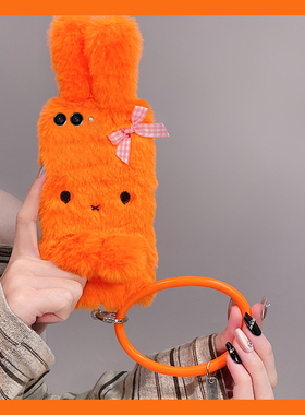 橙色米菲兔兔子适用三星zflip7fe手机壳zfold6手环zflip5斜挎w23flip秋冬3折叠屏zfold2毛绒w22硬w21/galaxy